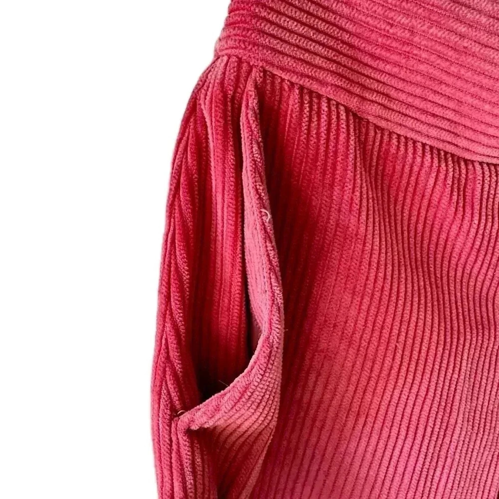 WIDE WALE COTTON CORDUROY SKIRT PINK PLEATED LINED POCKETS | SIZE: 2 - Picture 3 of 9